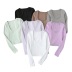 U-neck long-sleeved solid color bottoming shirt NSLD27881