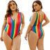 plus size rainbow print one-piece swimsuit NSLM27909