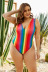 plus size rainbow print one-piece swimsuit NSLM27909