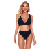 new split high waist solid color special fabric bikini swimsuit  NSHL27966