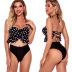 new split high waist ruffled polka dot strap bikini NSHL27970
