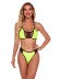 new split high waist solid color sexy mesh bikini swimsuit  NSHL27975