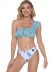 new split high waist sexy printed striped one-shoulder bikini swimsuit NSHL27981