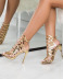 sexy high-heeled leather metallic mesh sandals  NSCA28052