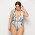 plus size printed one-piece swimsuit fat  NSDF28096
