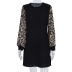 knitted leopard print long-sleeved dress  NSKL28118