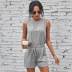 spring and summer new solid color vest lace-up shorts suit NSAL28128