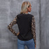 leopard print solid color stitching blouse NSAL28131