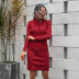 red knitted midi dress  NSMY28165