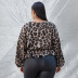 leopard print puff sleeve round neck shirt NSDF28176