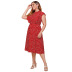 Vestido estampado rojo casual de talla grande NSDF28178