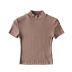 solid color semi-high collar short-sleeved t-shirt  NSAC28193
