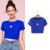 embroidered round neck solid color T-shirt NSLD28298