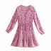 spring long-sleeved rayon printed holiday dress  NSAM28396