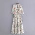 spring cotton water print buttoned middle sleeve long dress  NSAM28400