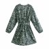new style pleated printing bubble long-sleeved V-neck dress  NSAM28409