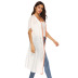 stitching color fringe mid-length straps beach sunscreen short-sleeved cardigan dress NSOY28424