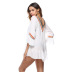 stitching ruffled loose solid color beach sunscreen blouse NSOY28434