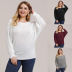 Plus size bat sleeve loose pullover sweater  NSOY28449