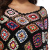 hollow fringed squiggles stitching large size blouse  NSOY28459