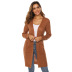 cárdigan de lana de largo medio con bolsillo grande en color liso NSOY28467