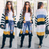 color contrast stripes long knitted cardigan NSOY28476