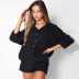 spring and autumn single-breasted cardigan loose top high waist shorts two-piece suit NSFD28500