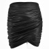 imitation leather high waist pleated skirt NSFD28531