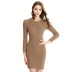 solid color mid-length knitted dress  NSYH28547