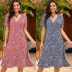 summer new style high waist v-neck floral fashion split dress NSSA28573