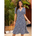 summer new style high waist v-neck floral fashion split dress NSSA28573