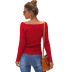 solid color V-neck pullover sweater NSSA28592