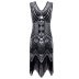 sequin beaded V-neck fringed dress NSSA28598