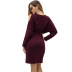 autumn new solid color strapless high waist butterfly lace long sleeve dress  NSSA28599