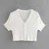 fashion knitted spring new single-breasted V-neck short-sleeved T-shirt  NSAC28668