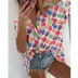 new summer loose lapel long sleeve printed shirt top NSZH28707