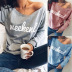 printing off-shoulder long-sleeved sweater NSZH28724