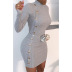 slim solid color single-breasted dress  NSZH28726