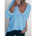 casual loose long-sleeved V-neck printed T-shirt  NSZH28754