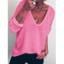 casual loose long-sleeved V-neck printed T-shirt  NSZH28754