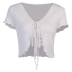 lace-up slim knit short-sleeved T-shirt  NSSU28788