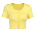summer new solid color ribbed short-sleeved button blouse  NSSU28829