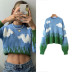 blue sky and white cloud pattern sweater  NSLD28914