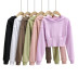 casual simple solid color waist hooded sweatshirt NSLD28918