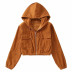 casual simple corduroy hooded coat NSLD28956