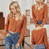 long-sleeved autumn thin outer wear fashion all-match button knit t-shirt NSLM29004