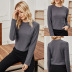comfortable knitting self-cultivation round neck thin short long sleeve bottoming shirt  NSLM29006