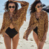chiffon leopard print button V-neck beach shirt NSLM29115