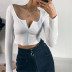 big U-neck slim long-sleeved sexy zipper bottoming shirt NSAC16672