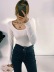 round neck long-sleeved solid color elastic bodysuit NSAC16690